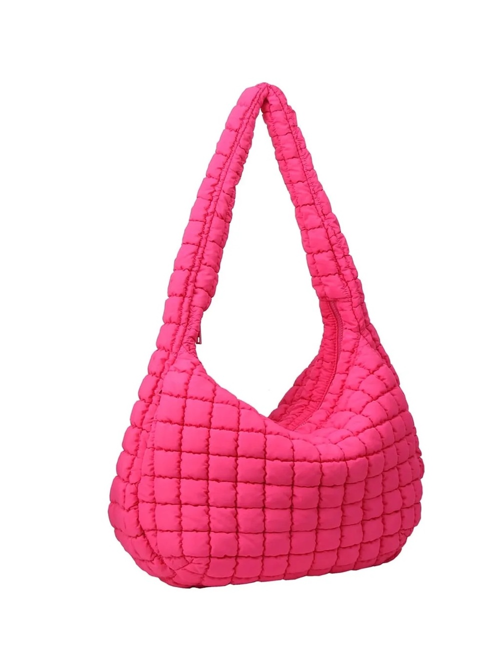 Quilted Hobo Shoulder Bag - Hot Pink
